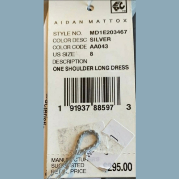 Aidan Mattox Asymmetric Satin Gown with SlitDetail - Picture 2 of 2